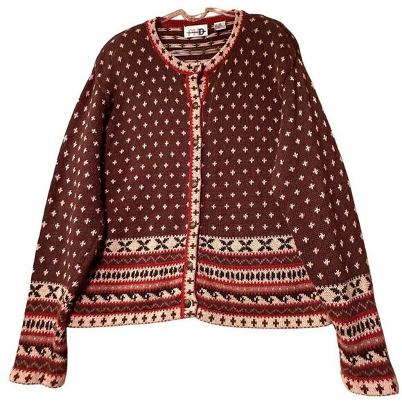 Paul Harris Design Vintage Ramie Cotton Cardigan 80s 90s Fair Isle Sz. M Cottage - Picture 1 of 15